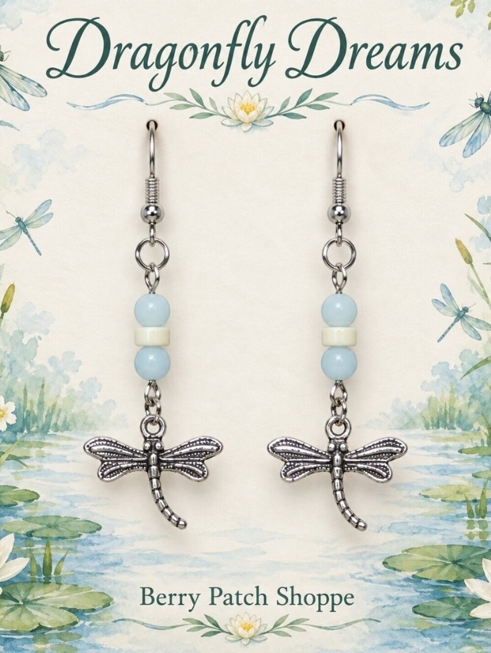 Dragonfly Dreams Artesian Nature Dangle Drop Earrings